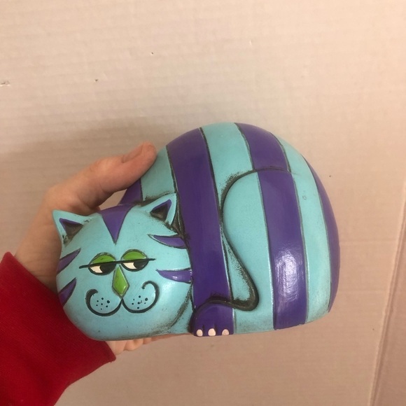 Vtg Pride Creations Striped Cat Coin Bank - Picture 11 of 11
